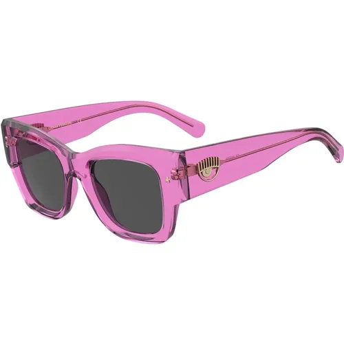 Square Oversized Sunglasses with Eyelike Logo and 3D Motif , female, Sizes: 49 MM - Chiara Ferragni Collection - Modalova