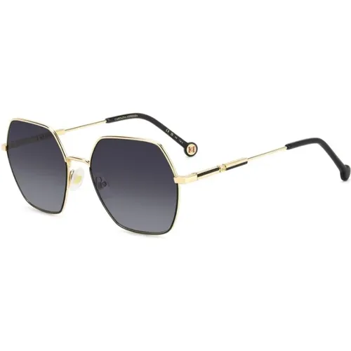 Gold Black Sunglasses with Dark Grey Lenses , female, Sizes: 55 MM - Carolina Herrera - Modalova