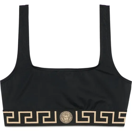 Schwarzes Sea Bikini Top mit Medusa-Motiv - Versace - Modalova