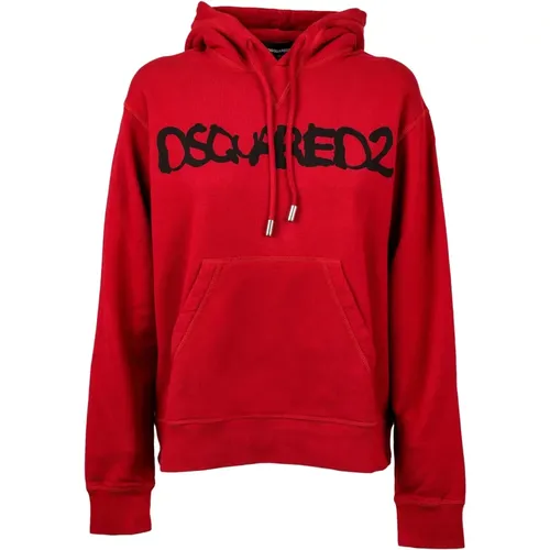 Hoodie with Hood, 100% Cotton , female, Sizes: XS, L, XL - Dsquared2 - Modalova