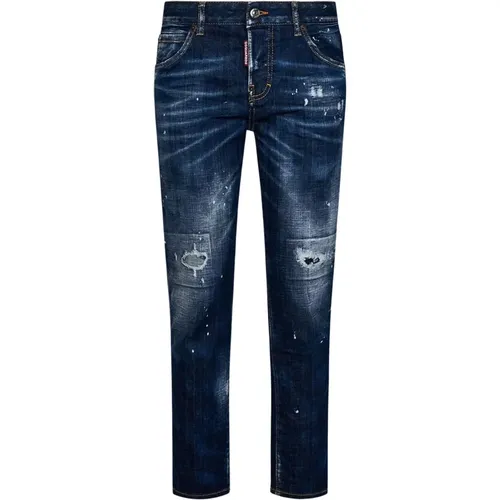 Blaue Slim-fit Jeans mit Designer-Flair , Damen, Größe: 2XS - Dsquared2 - Modalova