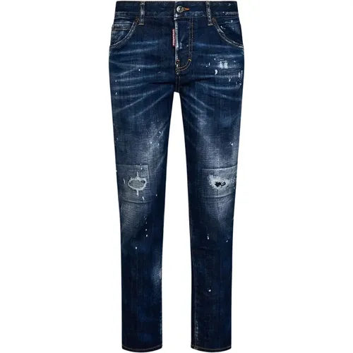 Blaue Slim-fit Jeans mit Designer-Flair , Damen, Größe: 3XS - Dsquared2 - Modalova