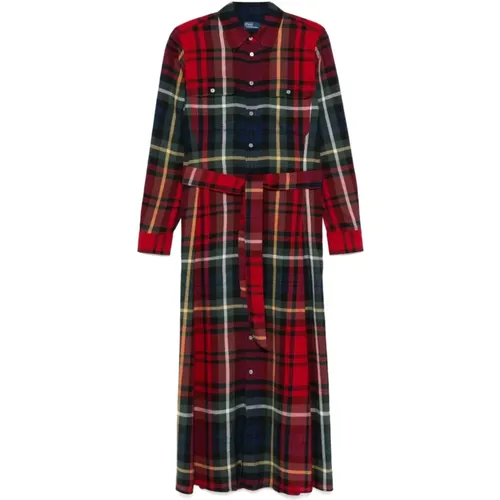 Red Plaid Check A-Line Dress , female, Sizes: 2XS, XS - Polo Ralph Lauren - Modalova