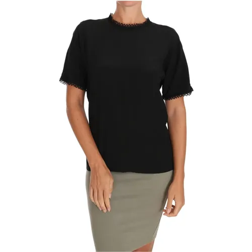 Schwarze Seiden Spitze Oberteil Bluse T-Shirt - Dolce & Gabbana - Modalova