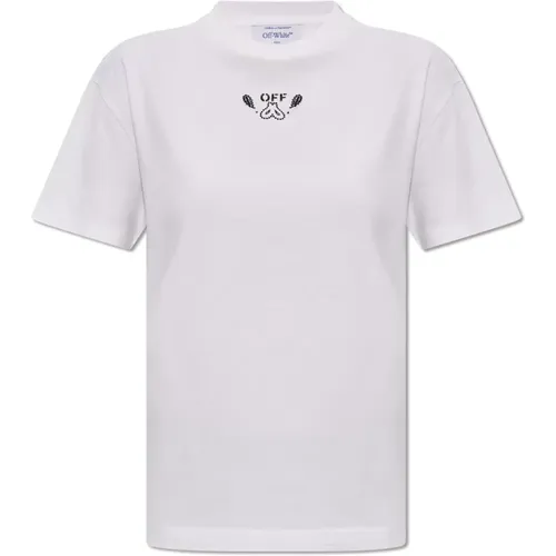 Off , T-Shirt mit Paisleymuster , Damen, Größe: L - Off White - Modalova