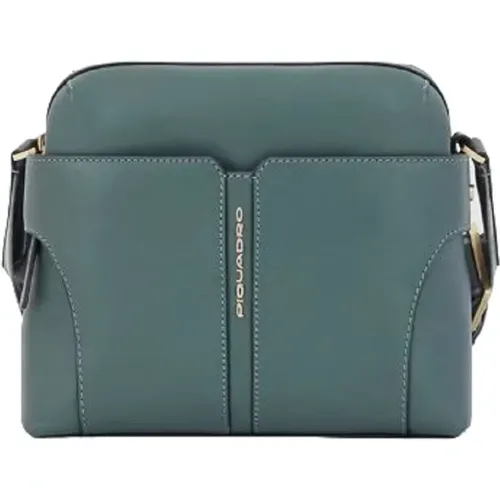 Grüne Leder Crossbody Tasche mit RFID-Schutz und iPad Mini Tasche , Damen, Größe: ONE Size - Piquadro - Modalova