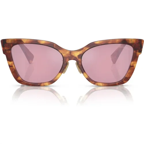Square Sunglasses with Havana Honey Frame and Brown Gradient Lenses , female, Sizes: 56 MM - Miu Miu - Modalova