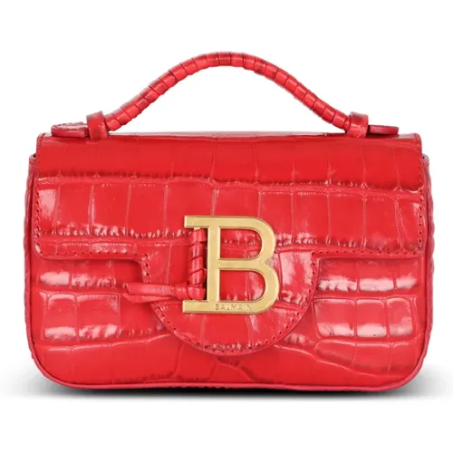 B-Buzz mini bag in crocodile-print leather - Balmain - Modalova