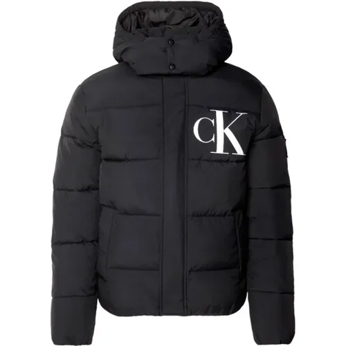 Schwarzer Hoodie mit Logodruck , Herren, Größe: S - Calvin Klein - Modalova