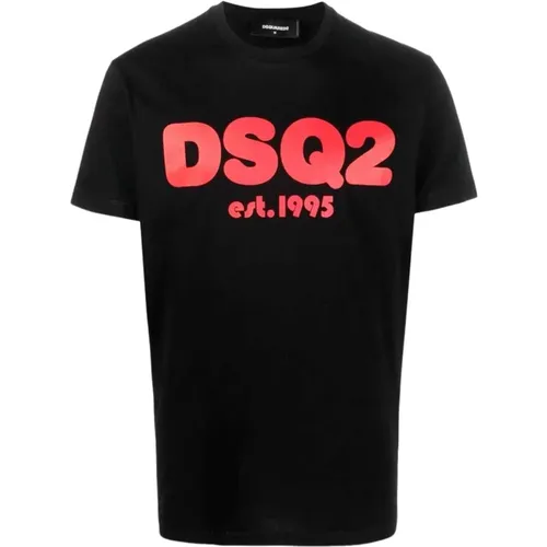 Dsq2 Est.1995 Baumwoll T-Shirt - Schwarz , Herren, Größe: XL - Dsquared2 - Modalova