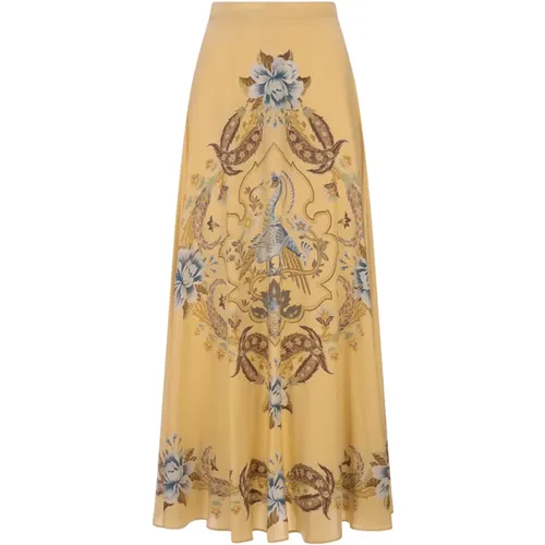Floral Print Flared Silk Skirt , female, Sizes: M, XS, 2XS - ETRO - Modalova
