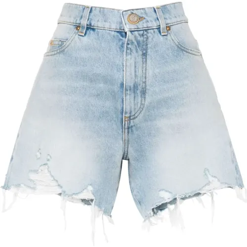 Denim Shorts mit Ripped Details , Damen, Größe: 2XS - Balmain - Modalova