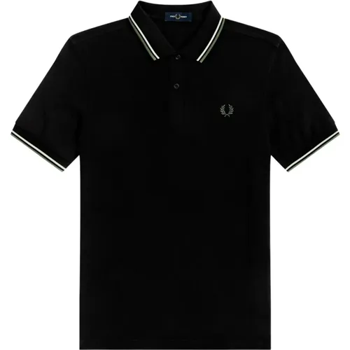 Slim Fit Twin Tipped Polo in Ecru Pistachio , male, Sizes: M - Fred Perry - Modalova