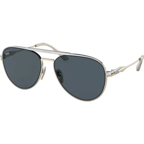 Silver Light Gold/Dark Grey Sunglasses , male, Sizes: 57 MM - Prada - Modalova