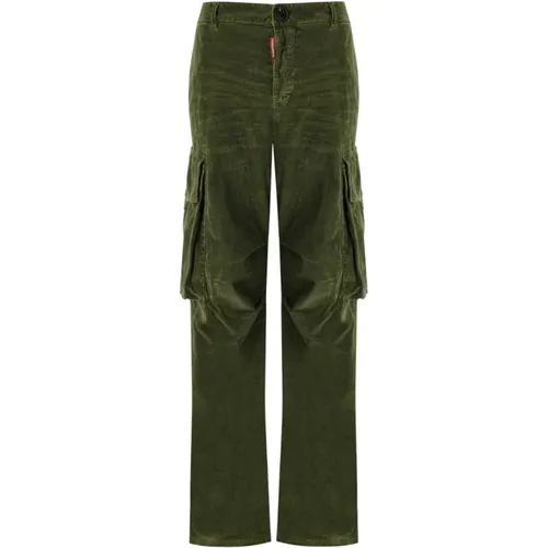 Corduroy Cargo Trousers with Ribbed Pattern , female, Sizes: 2XS - Dsquared2 - Modalova