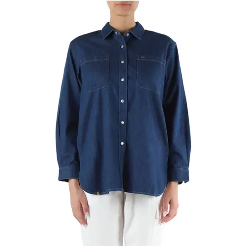 Denim Oversize Shirt with Snap Buttons , female, Sizes: S - Sun68 - Modalova