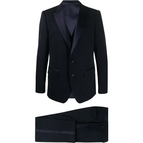 Dark Three-Piece Martini-Fit Smoking Suit , male, Sizes: 2XL, L - Dolce & Gabbana - Modalova