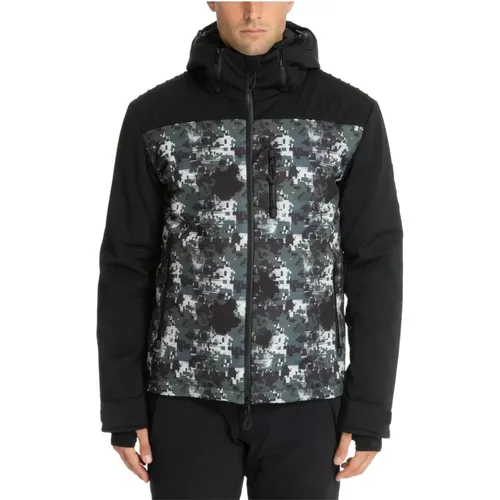 Abstrakte Ski Jacke mit Kapuze - Emporio Armani EA7 - Modalova