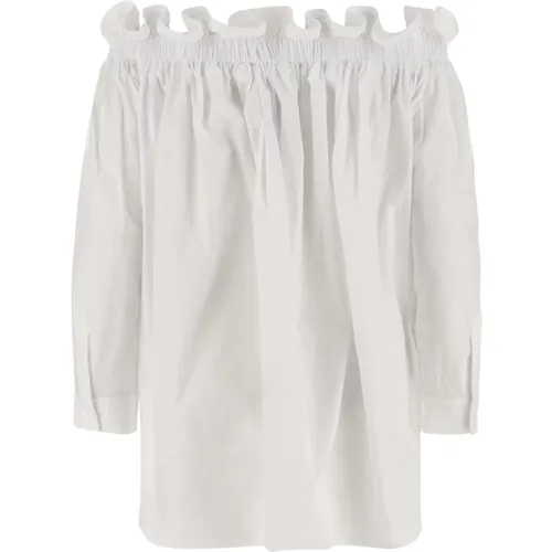 Baumwoll Off-Shoulder Bluse mit gerüschtem Saum , Damen, Größe: M - AZ Factory - Modalova