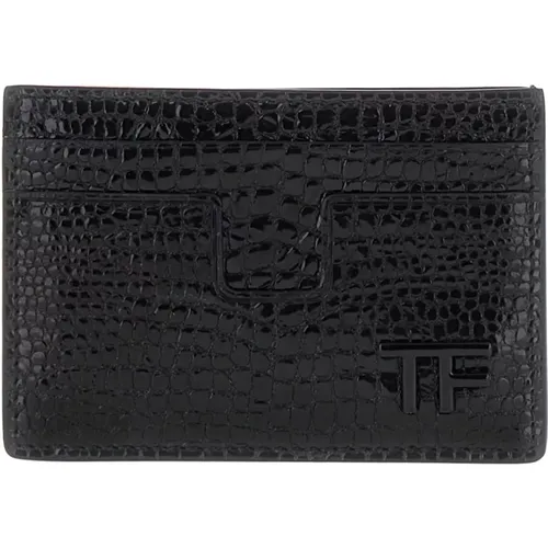 Croco Card Holder Wallet , male, Sizes: ONE SIZE - Tom Ford - Modalova