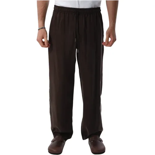 Cupro Elastic Waist Pants , male, Sizes: L, M, XL - Costumein - Modalova