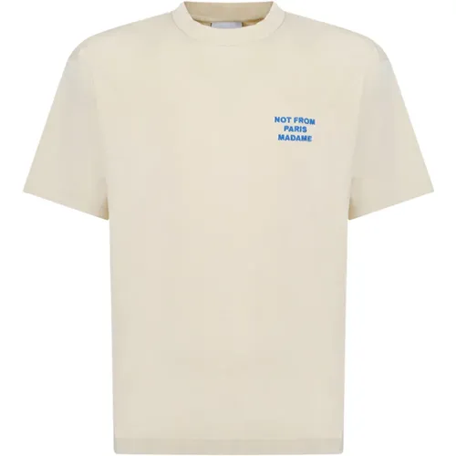 Slogan T-Shirt in Creme und Blau - Drole de Monsieur - Modalova