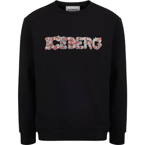 Sweatshirt mit floralem Logo , Herren, Größe: XL - Iceberg - Modalova