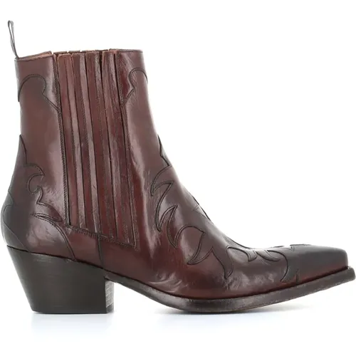 Dark Vintage Leather Boots , female, Sizes: 3 UK - Sartore - Modalova