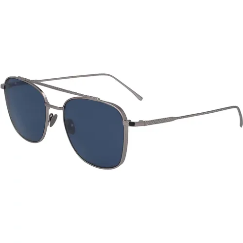 Blaue Silberne Sonnenbrille,Stilvolle Sonnenbrille in Braun und Gold - Lacoste - Modalova