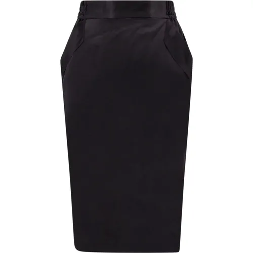 Silk Skirt with Zip Closure , female, Sizes: M, S - Saint Laurent - Modalova