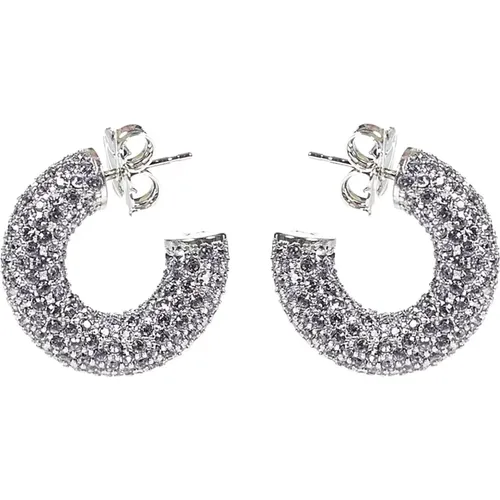 Lilac Crystal Hoop Earrings , female, Sizes: ONE SIZE - Amina Muaddi - Modalova