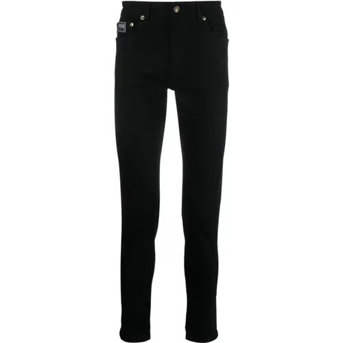 Schwarze Slim-Fit Jeans für Herren , Herren, Größe: W30 - Versace Jeans Couture - Modalova