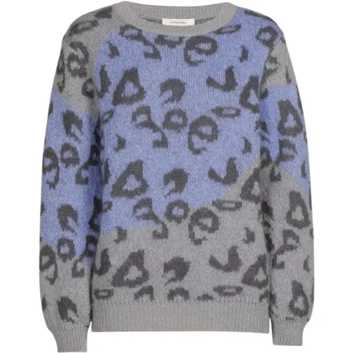 Blauer Animal-Print-Pullover , Damen, Größe: S - Marie Méro - Modalova