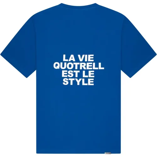 Blau/Weiß Herren T-Shirt , Herren, Größe: XL - Quotrell - Modalova