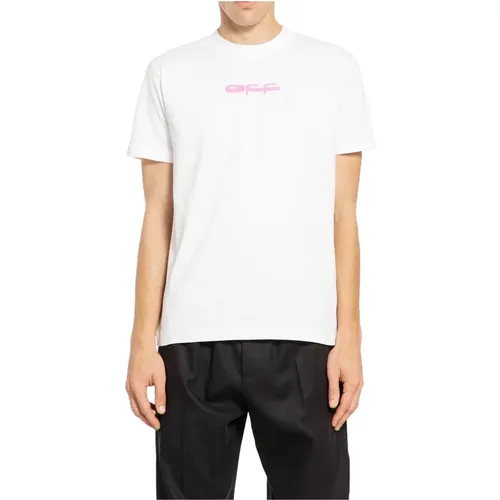 Off , Dragon Bee Slim Tee Weiß Rosa , Herren, Größe: L - Off White - Modalova