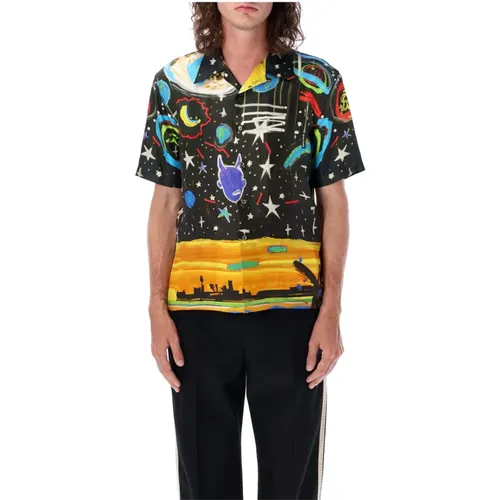 Schwarzes Multi Seiden Starry Night Bowling Shirt - Palm Angels - Modalova