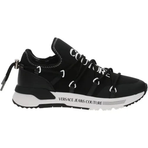 Schwarze Herren Sneakers mit Weißem Logo , Herren, Größe: 42 EU - Versace - Modalova