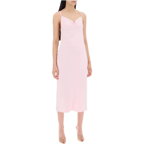 Satin Midi Slip Dress with Ring Neckline , female, Sizes: M - Rotate Birger Christensen - Modalova