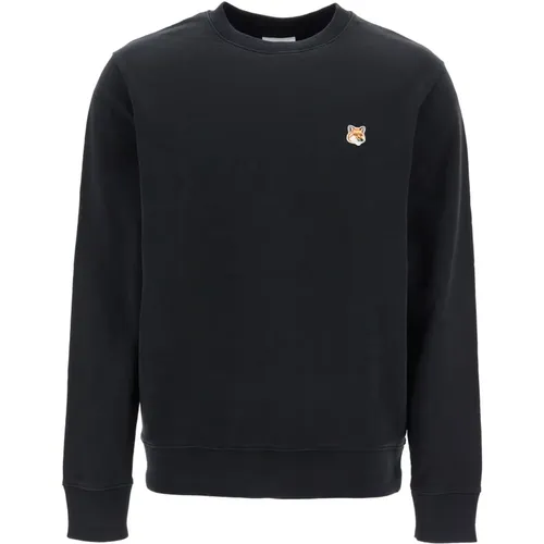 Fox Head Patch Crewneck Sweatshirt , Herren, Größe: S - Maison Kitsuné - Modalova