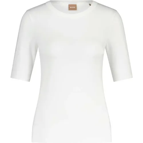 Figurbetontes Jersey T-Shirt mit Logo-Applikation , Damen, Größe: L - Hugo Boss - Modalova