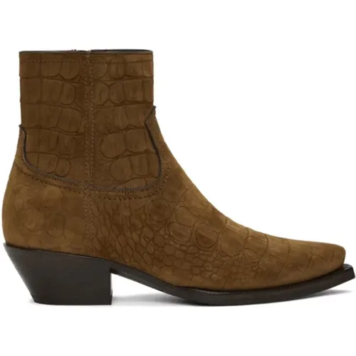 Croc Suede Ankle Boots , female, Sizes: 5 UK, 4 UK - Saint Laurent - Modalova