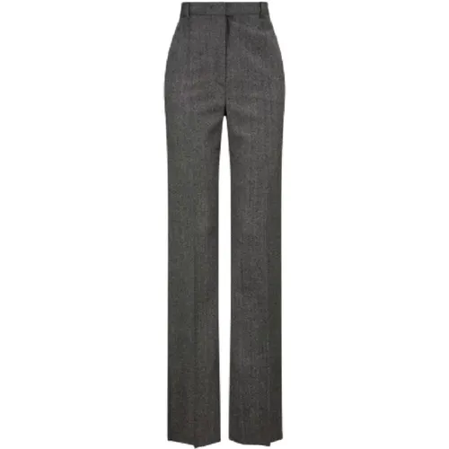 Graue Wollflanell Straight-Cut Hose , Damen, Größe: XS - Max Mara - Modalova