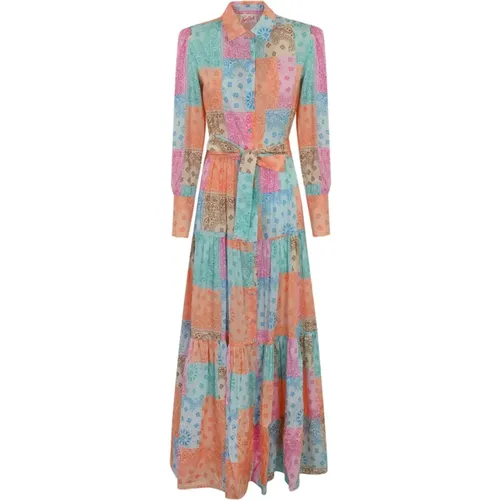 Long Cotton Dress Bandana Print , female, Sizes: XS, L, M, S - MC2 Saint Barth - Modalova