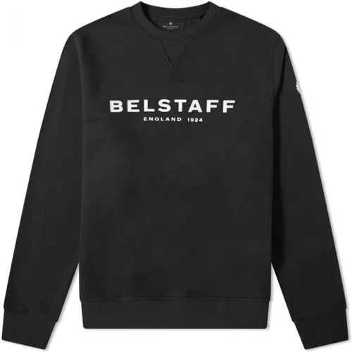 Schwarz-weißer Sweatshirt mit einzigartigem Design , Herren, Größe: L - Belstaff - Modalova