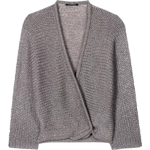 Glänzender Strick-Cardigan , Damen, Größe: M - LUISA CERANO - Modalova