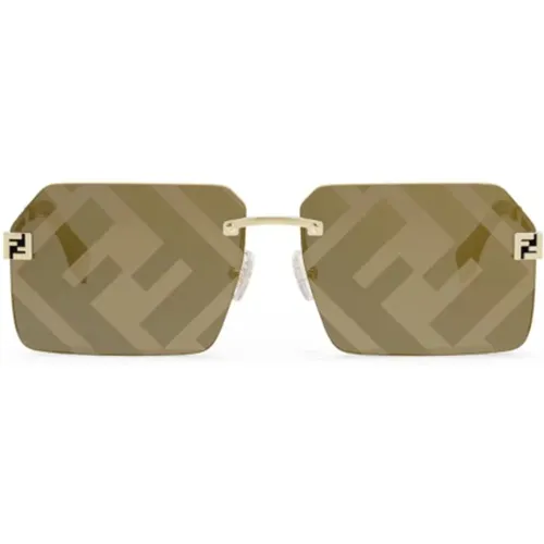 Geometric Metal Sunglasses with Serigraphed Lenses , male, Sizes: 59 MM - Fendi - Modalova