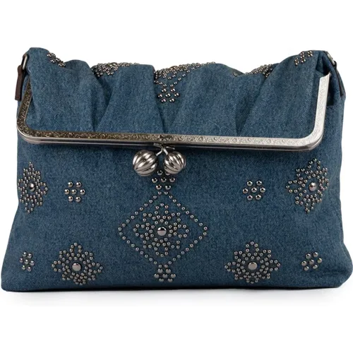 Denim Clutch mit Blumen-Nieten - Max Mara Weekend - Modalova