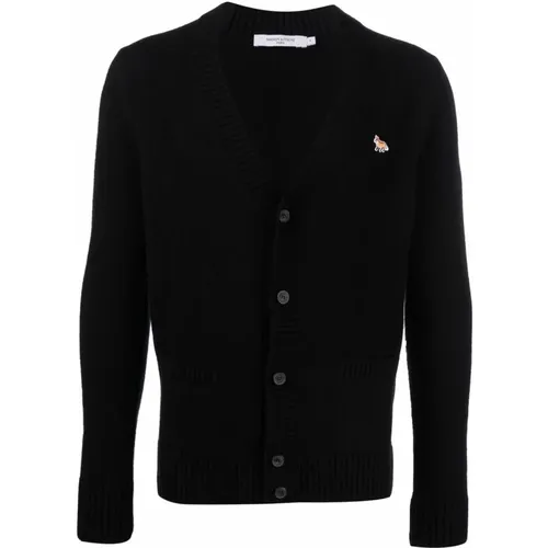 Wool Cardigan with Front Button Closure , male, Sizes: L - Maison Kitsuné - Modalova