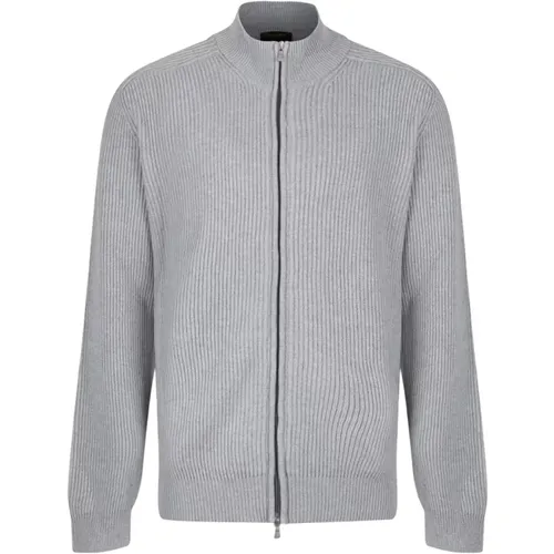 Light Grey Full Zip Cardigan Sweater , male, Sizes: 2XL, XL - Gran Sasso - Modalova