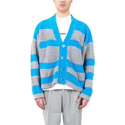 Striped Cardigan in Chenille , male, Sizes: L, M - Bonsai - Modalova